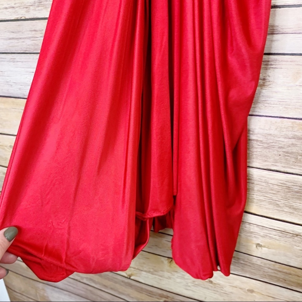 Yigal Azrouel Red Draped Sleevelesss Top Chunky Chain Detail Holiday - Picture 6 of 11